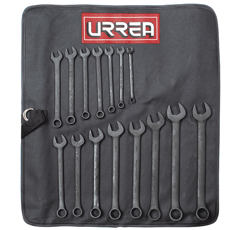 Urrea 12-point black finish combination wrench set (15 pieces), metric 1200FMB